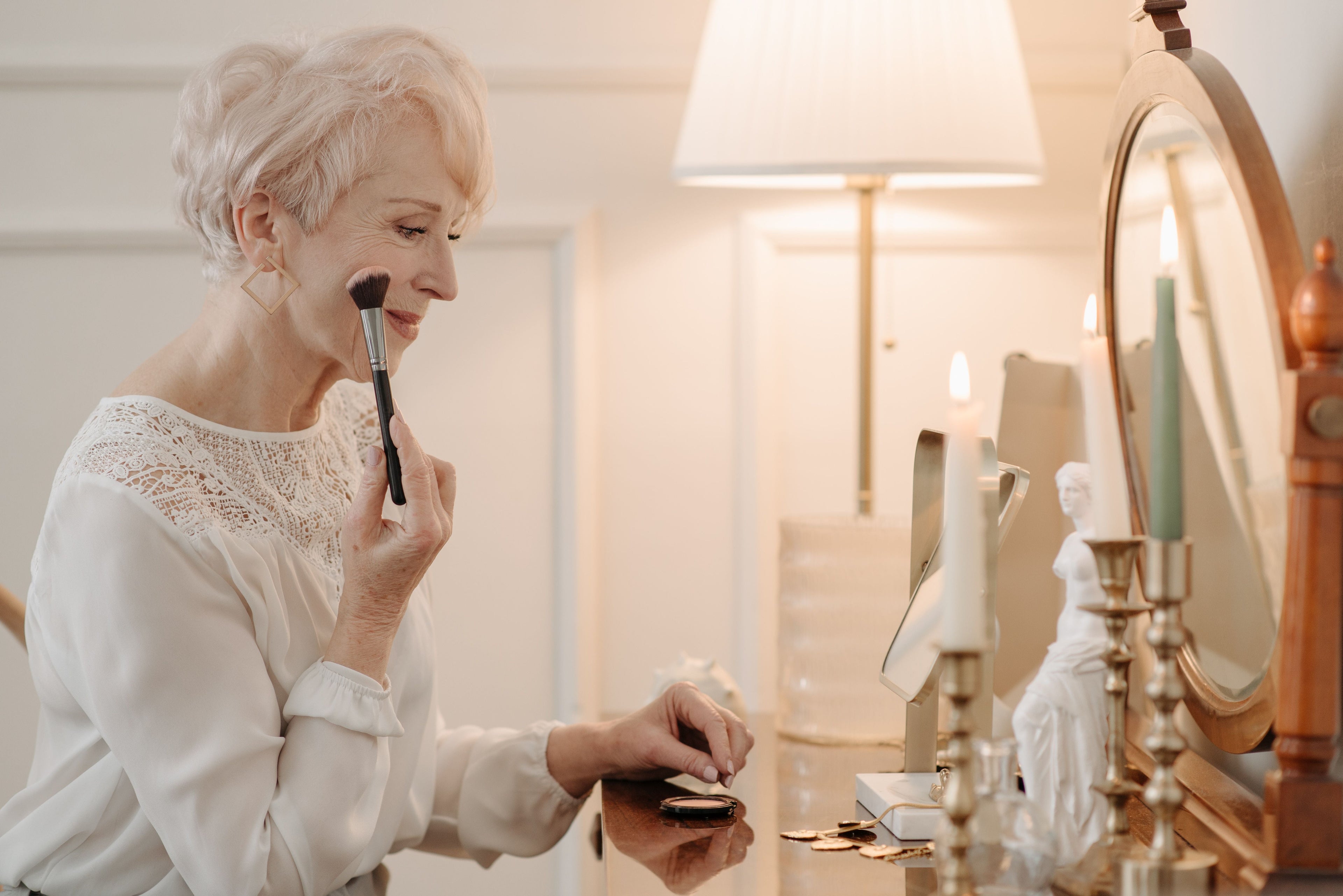Senior couple enjoying a calm and relaxing evening routine at home
